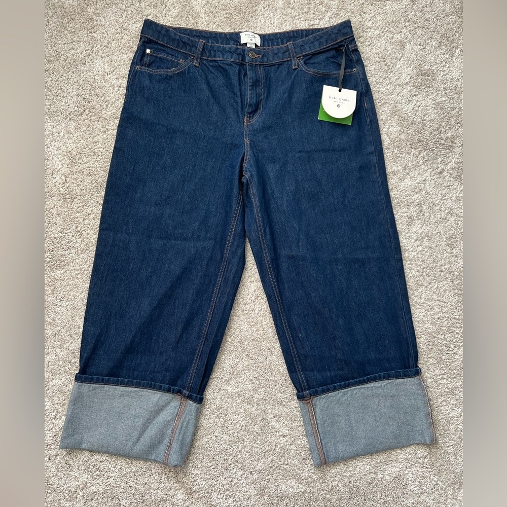 Kate Spade x Target Jeans Women Plus Sz 16 Med Wash High Rise Straight Cuffed kb